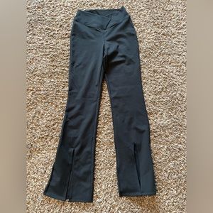 Crossover high waist split hem flare yoga pants